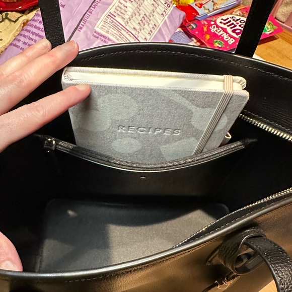 NWOT Kate Spade Classic Black Leather Tote - Picture 8 of 10